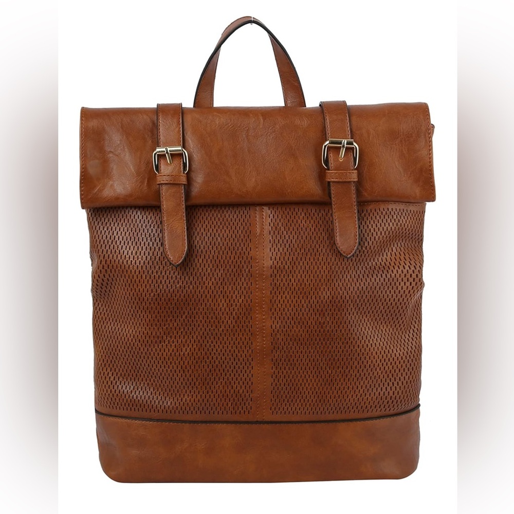 NWT HANDBAG REPUBLIC GIRL ON THE GO FAUX LEATHER BACKPACK🎒BROWN🤎,BNWTIB➰✨Rare✨